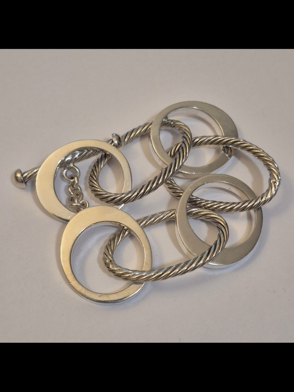 Sterling silver large link sculptural bracelet 61 grams!